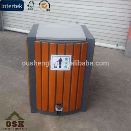 eco friendly park dustbin collector wpc dustbin wood plastic composite made in china